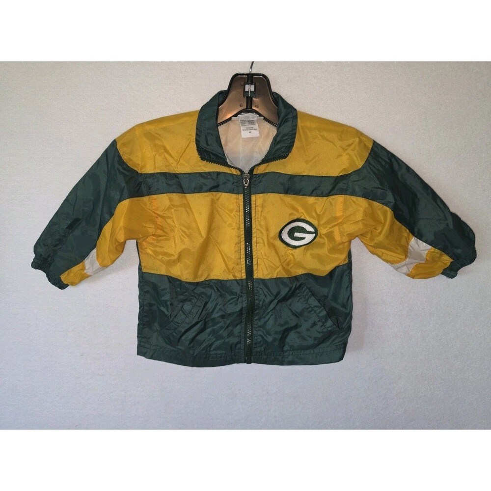 Vintage Green Bay Packers NFL Zip Up Windbreaker Jacket Baby Toddler 18 Months